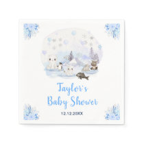 Winter Wonderland Arctic Animals Baby Shower Napkins