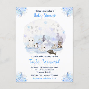 Winter Wonderland Arctic Animals Baby Shower Postcard