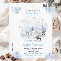 Winter Wonderland Arctic Animals Baby Shower Postcard