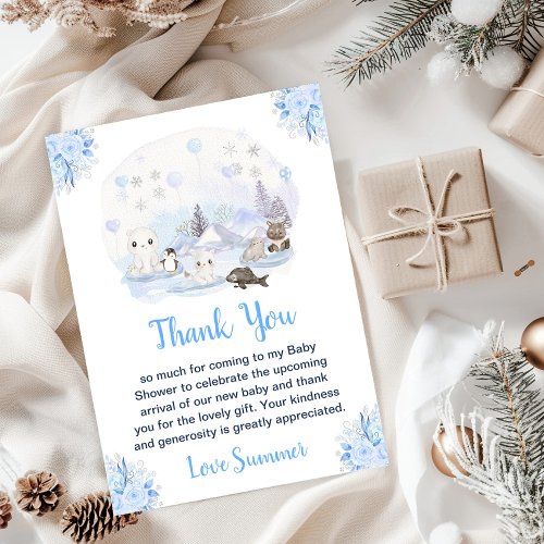 Winter Wonderland Arctic Animals Baby Shower Thank You Card