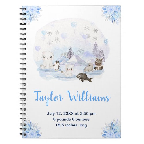 Winter Wonderland Arctic Animals Birth Statistics Notebook