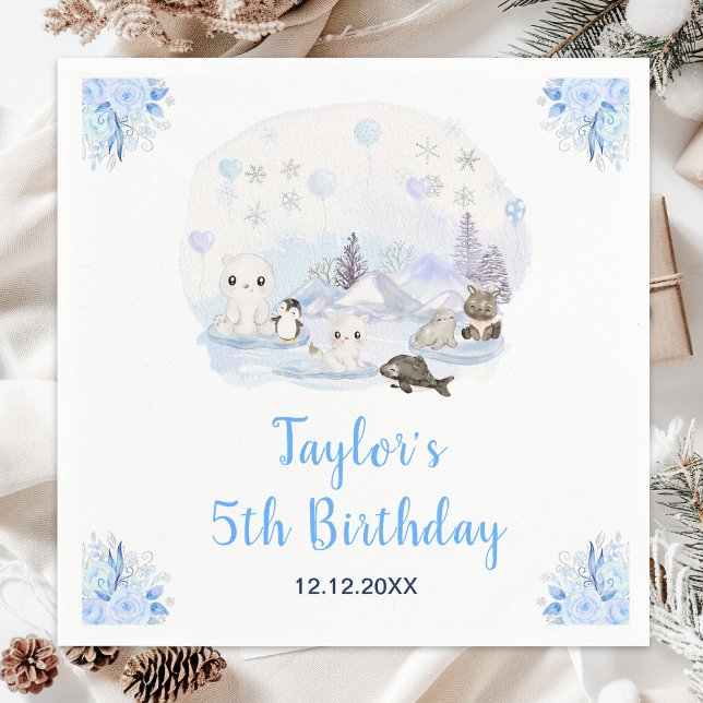 Winter Wonderland Arctic Animals Birthday Napkins (Creator Uploaded)
