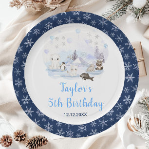 Winter Wonderland Arctic Animals Birthday Paper Plates