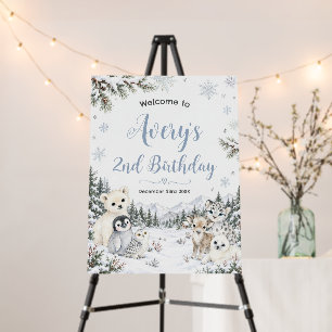 Winter Wonderland Arctic Animals Birthday Welcome Foam Board