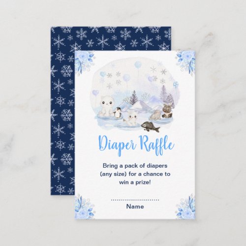 Winter Wonderland Arctic Animals Diaper Raffle Enclosure Card