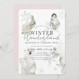  Arctic Winter Fox Birthday Party Invitations, 20 5x7