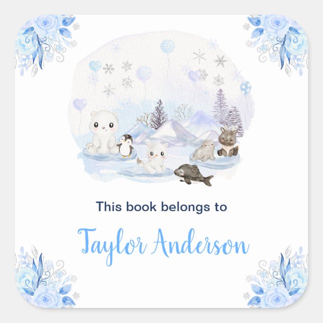 Winter Wonderland Arctic Animals Kids Bookplate (Front)