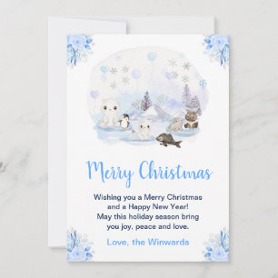 Winter Wonderland Arctic Animals Merry Christmas Holiday Card