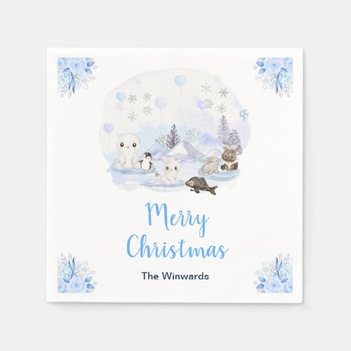 Winter Wonderland Arctic Animals Merry Christmas Napkins