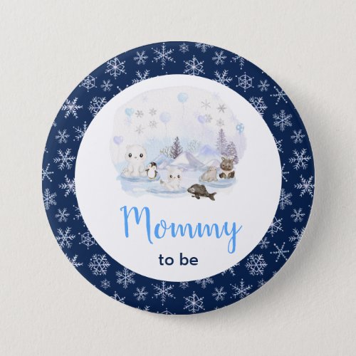 Winter Wonderland Arctic Animals Mommy To Be Button