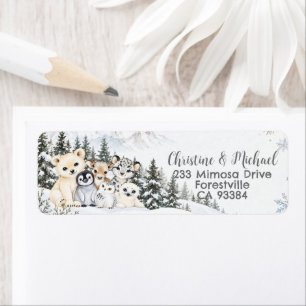 Winter Wonderland Arctic Animals Return Address Label
