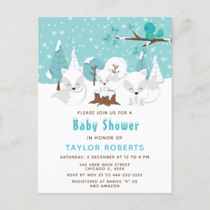 Winter Wonderland Arctic Fox Baby Shower Postcard