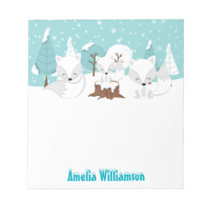 Winter Wonderland Arctic Foxes Notepad