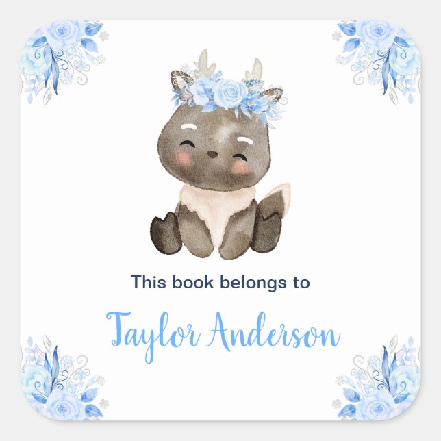 Winter Wonderland Arctic Moose Kids Bookplate (Front)