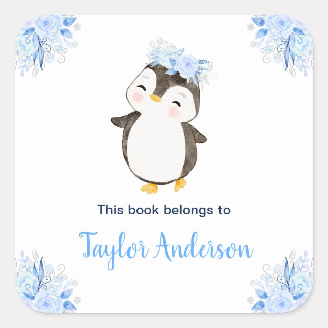 Winter Wonderland Arctic Penguin Kids Bookplate (Front)