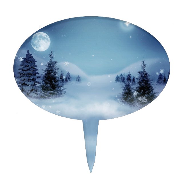 Winter Wonderland at Night Cake Topper (Front)