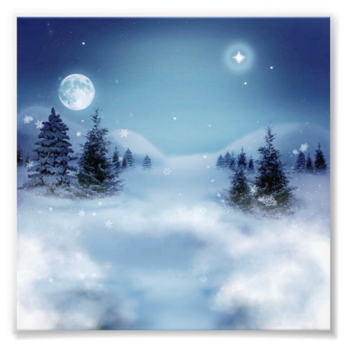 Winter Wonderland at Night Photo Print