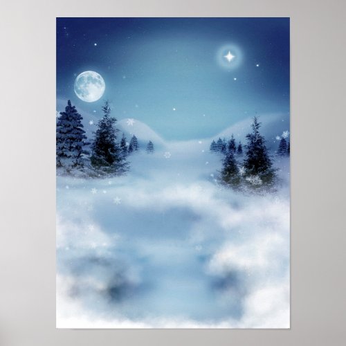 Winter Wonderland at Night Poster