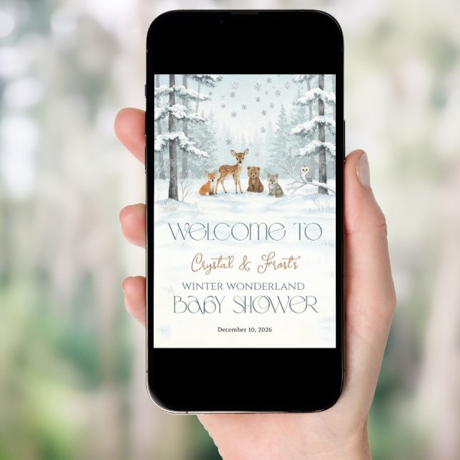 Winter Wonderland Baby Animals Baby Shower  Poster (Front Digital)