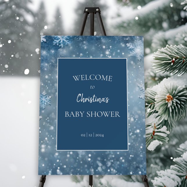 Winter Wonderland Baby Shower Blue Welcome Sign (Creator Uploaded)