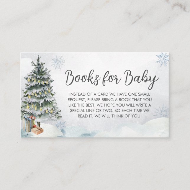 Winter Wonderland Baby Shower Books for Baby Enclosure Card (Front)