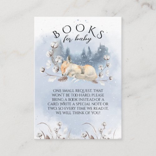 Winter wonderland Baby Shower books request Enclosure Card