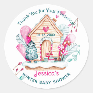 Winter Wonderland Baby Shower Classic Round Sticker