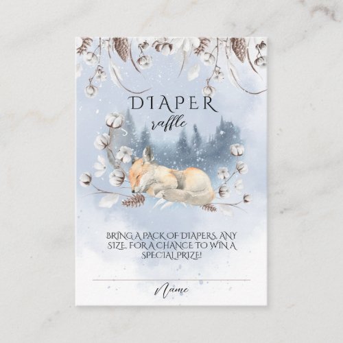 Winter wonderland Baby Shower diaper raffle Enclosure Card