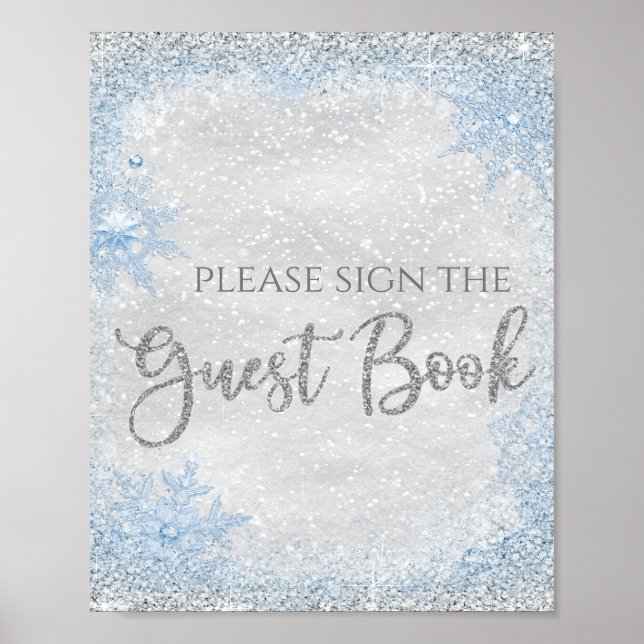 Winter Wonderland Baby Shower Guest Book Sign (Front)
