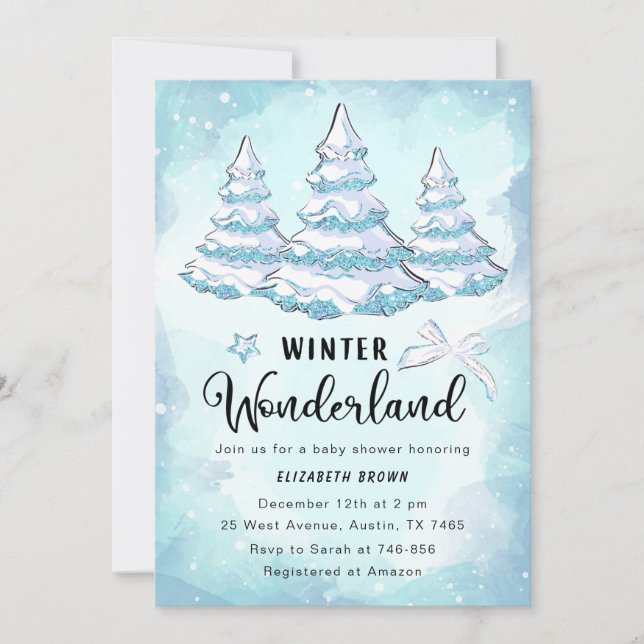 Winter Wonderland Baby Shower Invitation (Front)