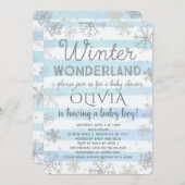 Winter Wonderland Baby Shower Invitation Boy Blue (Front/Back)
