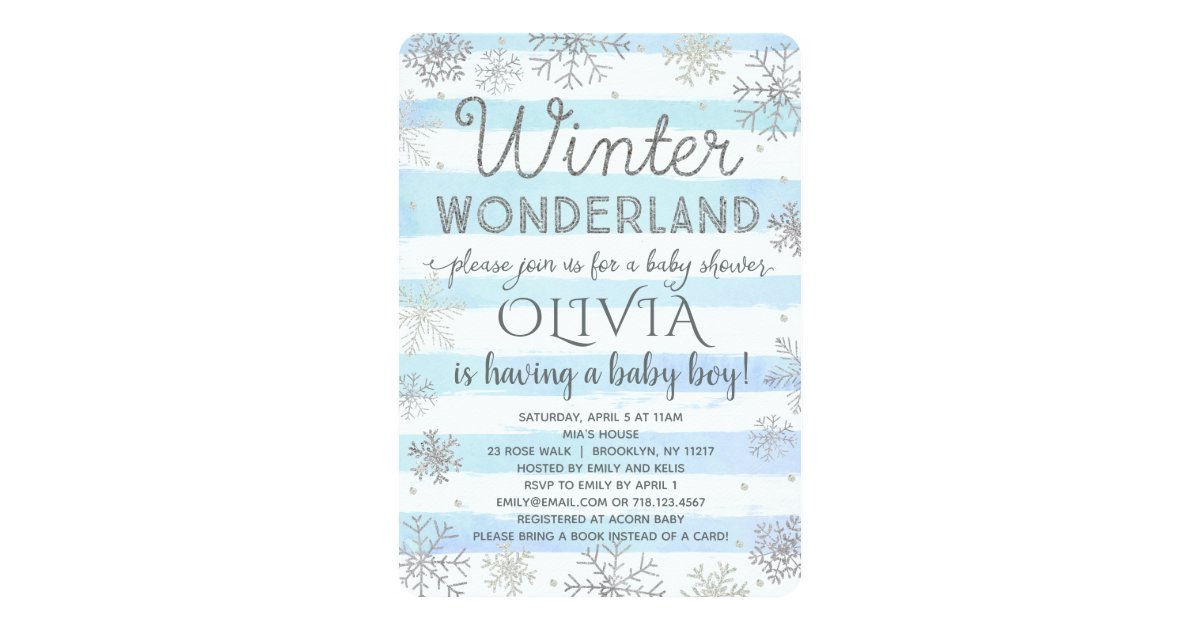 Winter Wonderland Baby Shower Invitation Boy Blue Zazzle Com