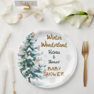 Winter Wonderland Baby Shower Paper Plates