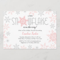 Winter Wonderland Baby Shower Pink Silver Glitter Invitation