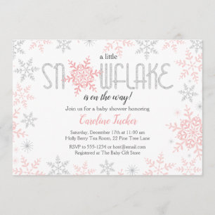 Winter Wonderland Baby Shower Pink Silver Glitter Invitation
