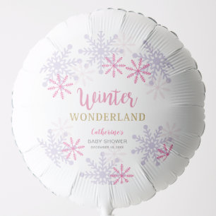Winter Wonderland Baby Shower Pink Snowflakes Girl Balloon