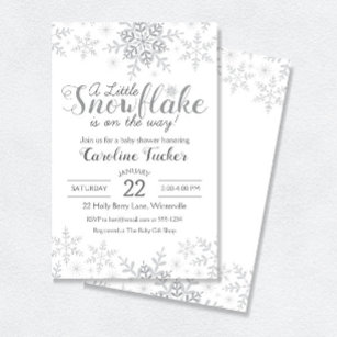 Winter Wonderland Baby Shower Silver Snowflakes Invitation