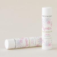 Winter Wonderland Baby Shower Snowflakes Pink Girl Lip Balm