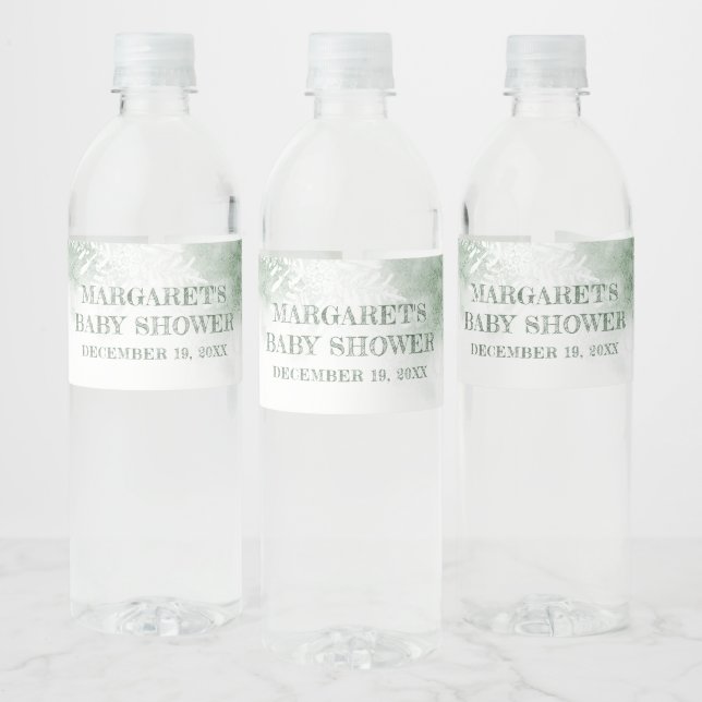 Winter wonderland baby shower water bottle label (Bottles)