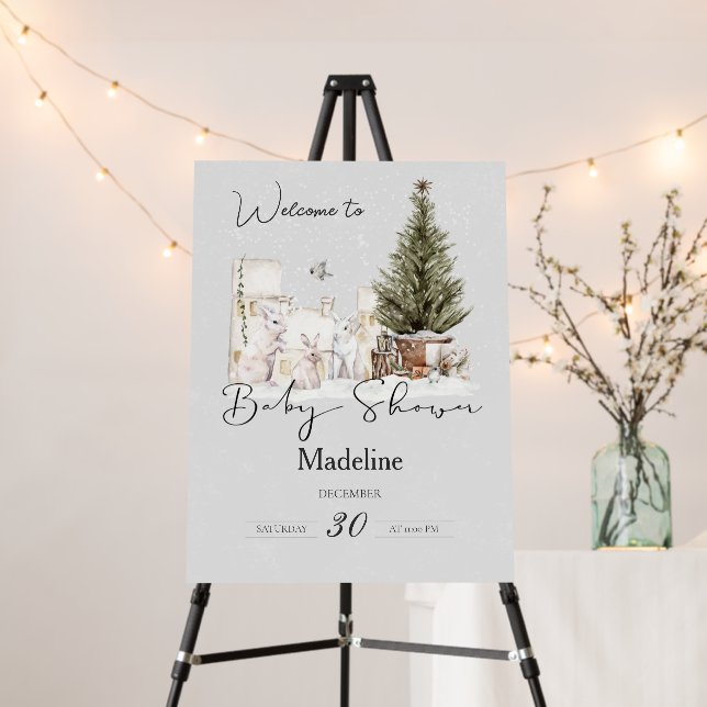 Winter Wonderland Baby Shower Welcome Sign (In Situ (Stand))