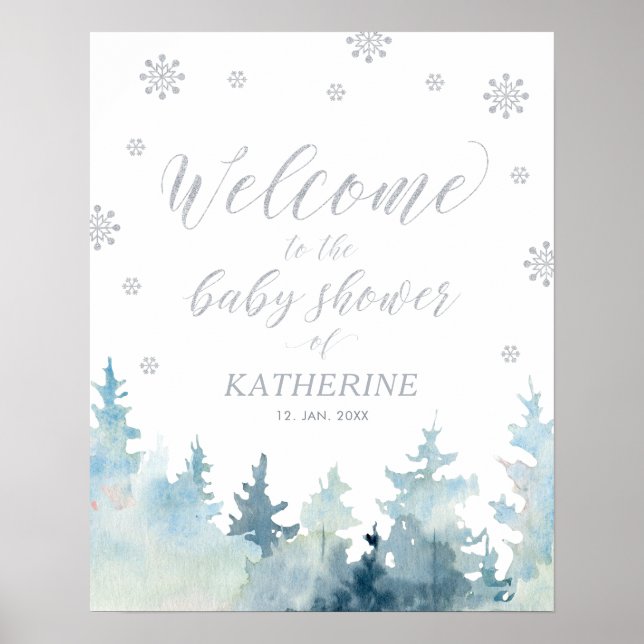 Winter Wonderland Baby Shower Welcome Sign (Front)