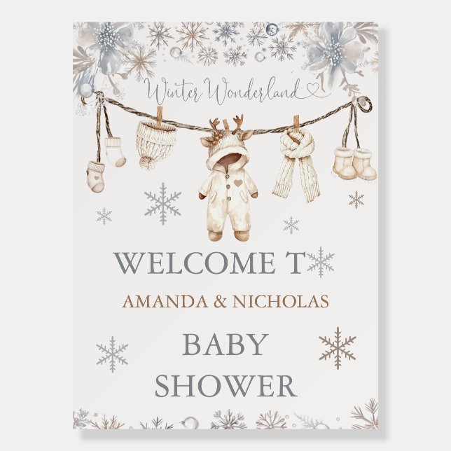 Winter Wonderland Baby Shower Welcome Sign (Front)