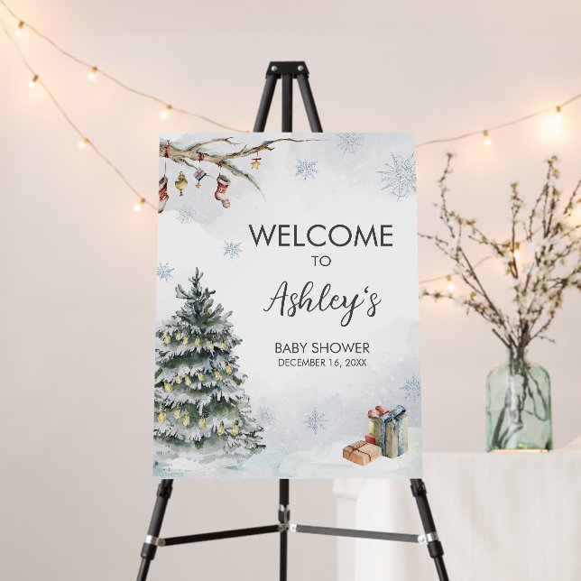 Winter Wonderland Baby Shower Welcome Sign (In Situ (Stand))