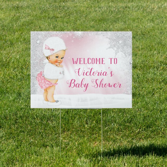 Winter Wonderland Baby Shower Yard Sign (Insitu)