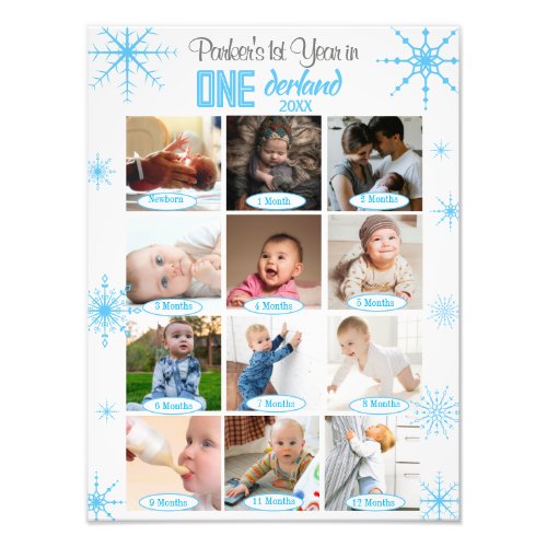 Winter Wonderland Babys 1st Year Photo Collage
