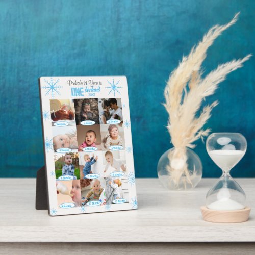 Winter Wonderland Babys 1st Year Photo Collage Plaque