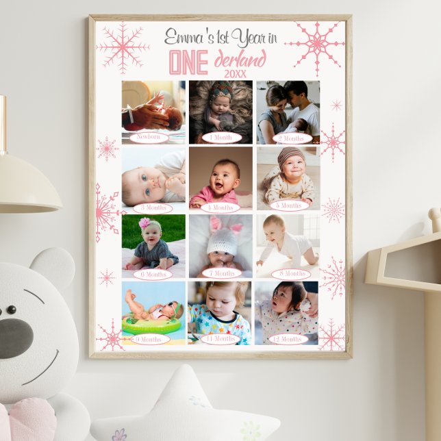 Winter Wonderland Baby's 1st Year Photo Collage Print (Creator Uploaded)