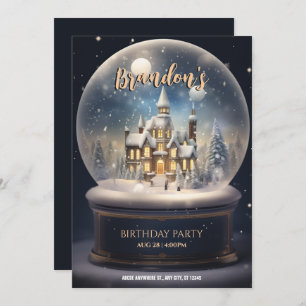 Winter wonderland ball globe glass birthday invitation