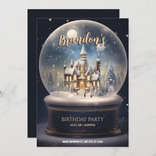 Winter wonderland ball globe glass birthday  invitation