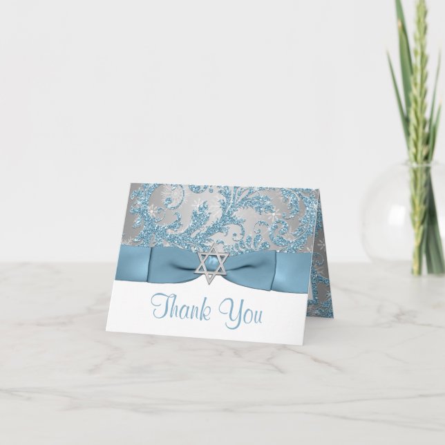 Winter Wonderland Bat Mitzvah Thank You Note Card (Front)